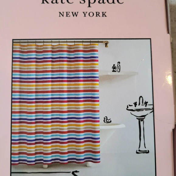 Kate Spade ♠️ Fabric Shower Curtain Painted Stripe •New in Package• - Picture 4 of 6